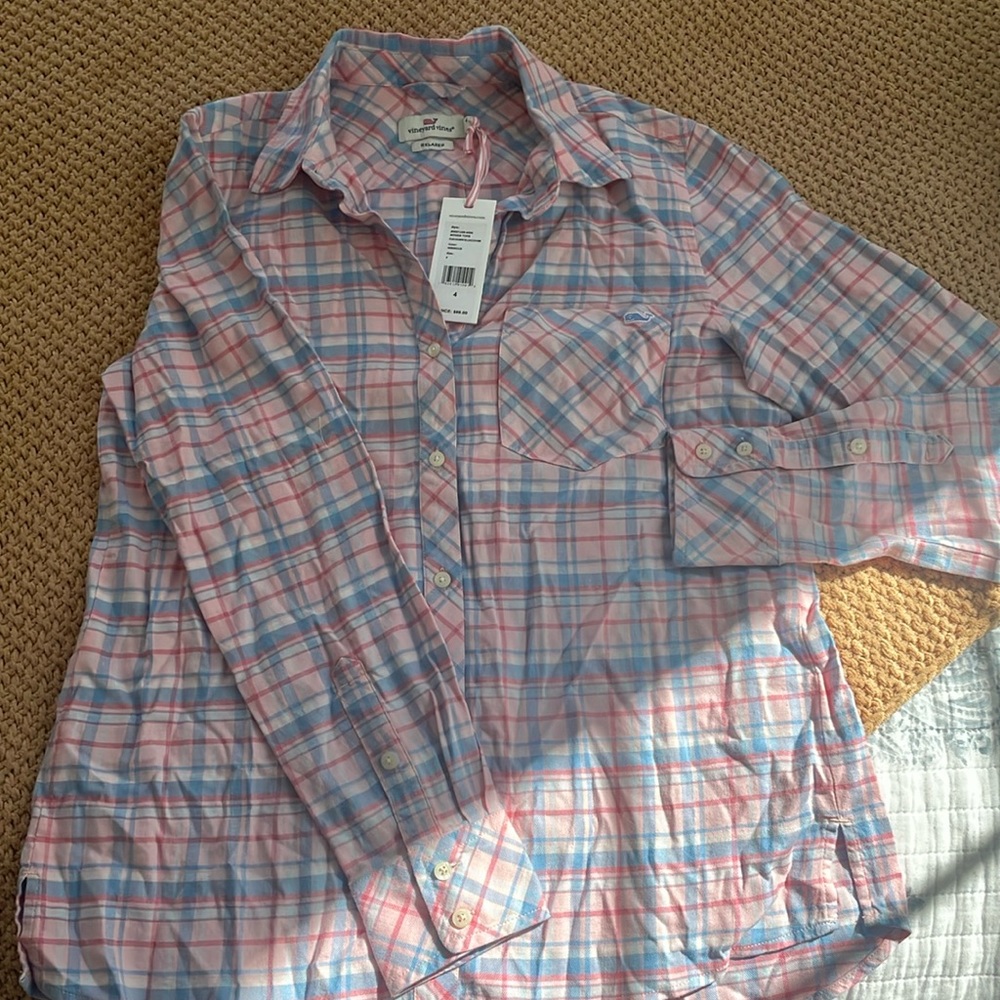 Vineyard Vines Multicolored Flannel Shirt Size 4 BRAND NEW